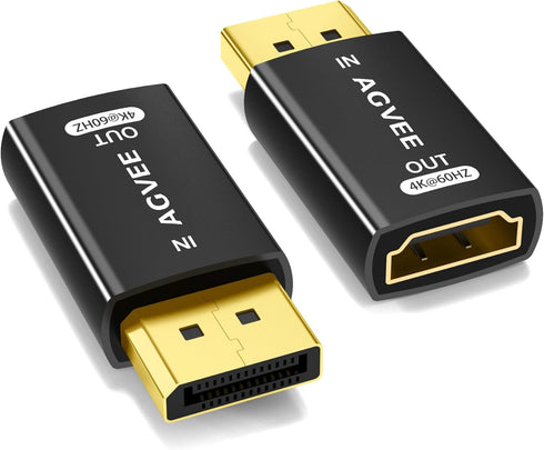 AGVEE 2 Pack Display Port to HDMI 4K@60HZ Adapter, Alloy Shell DP Displayport