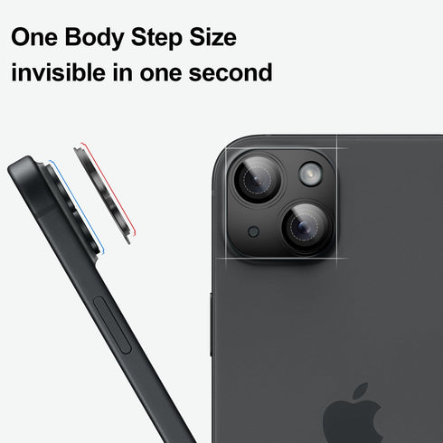 iPhone 15 / 15 Plus Camera Lens Protector, 2 Pack, Tempered Glass Screen Cover Film, Matte Alloy Metal, Black