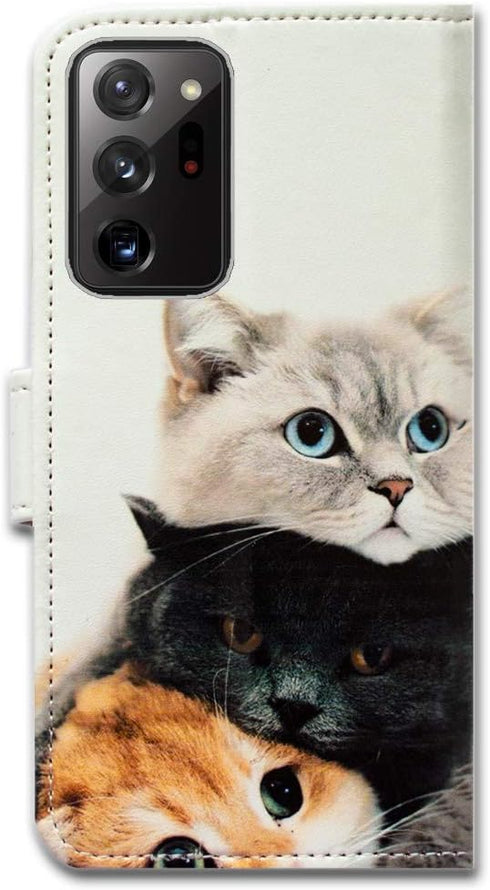 Case for Samsung Galaxy Note 20 Ultra 5G, Cute Brown Cat Leather Flip Phone Wallet Cover with Card Slot