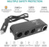XINFENG 4 Way Car Charger Splitter Power Adapter with Multi Socket Dual USB 12V-24V