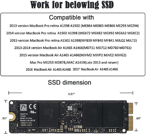 Cablecc PCI Express PCI-E 1X to 12+16Pin Convert Card for 2013-2017 Mac Pro Air SSD, Compatible with A1493 A1502 A1465