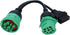 J1939 ELD Splitter Y Cable, Green Type-2 J1939 Male to Female to OBD II Splitter Cable for Freightliner ELD