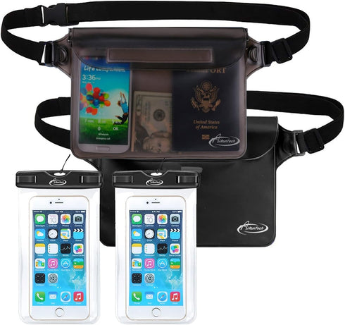 AiRunTech Waterproof Phone Pouch, 4-Piece Set for Beach Vacation Kayak Cruise Accessories, Waterproof Bag with Phone