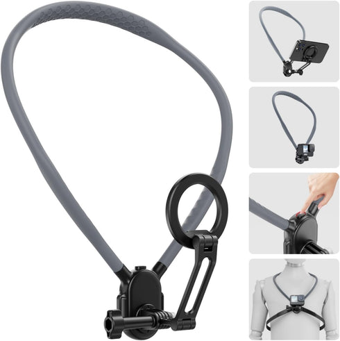 SENWOW Magnetic Neck Phone Holder, Neck Mount for Cell Phone Hands Free POV/Vlog