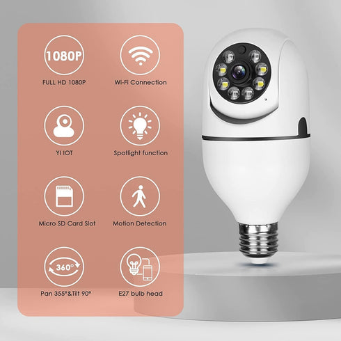 KOWVOWZ 2PCS 2.4GHz & 5GHz Wireless WiFi Light Bulb Security Camera, 1080P Outdoor, 360° Indoor with 2-Way Audio