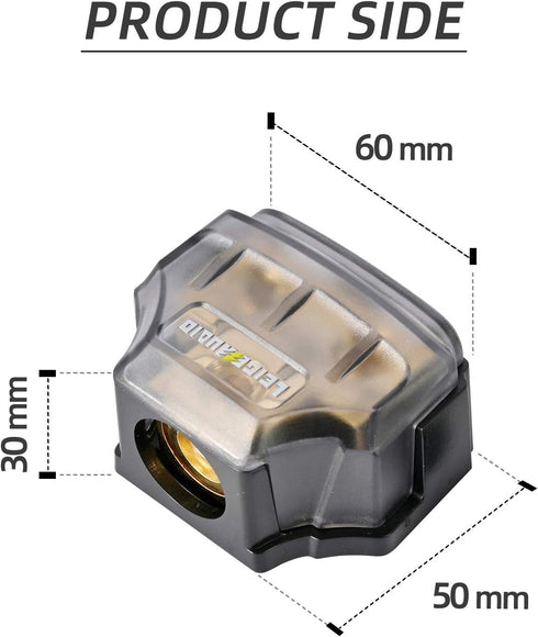 0/2/4 Gauge in 0/2/4 Gauge Out Copper Power Distribution Block for Car Audio Splitter (1 in 2 Out)