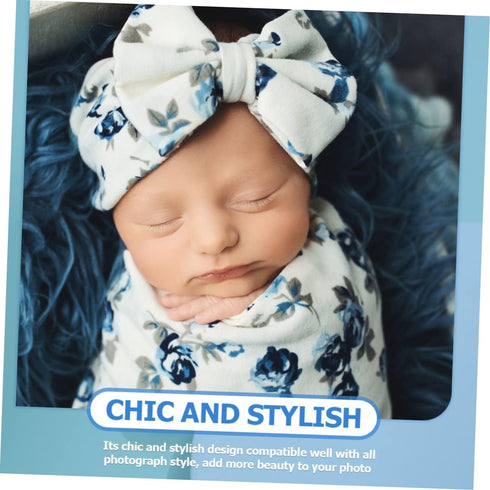 TAKESH 2 Sets DIXII Hair Band Receiving Blanket Newborn boy Clothes Floral Suit Photo Props Swaddle wrap Infant