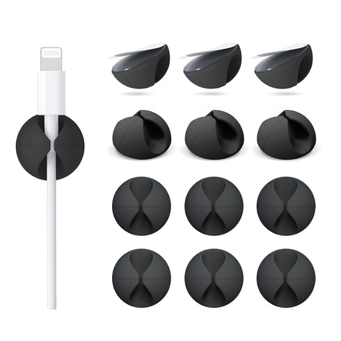12 Pack Cable Clips, Znben Cord Organizer Holder, Adhesive Cable Management for Desk, Home, Office, Car, Nightstand