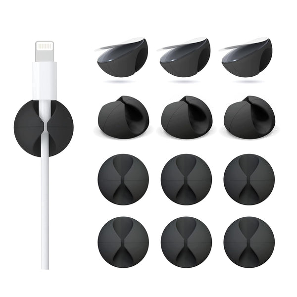 12 Pack Cable Clips, Znben Cord Organizer Holder, Adhesive Cable Management for Desk, Home, Office, Car, Nightstand