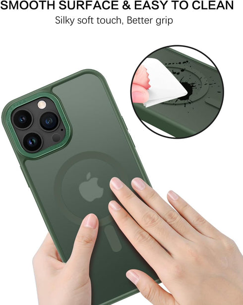 BENTOBEN iPhone 13 Pro Max Case, Dark Green Translucent Matte, Shockproof, MagSafe Compatible, 6.7" Protective Cover.