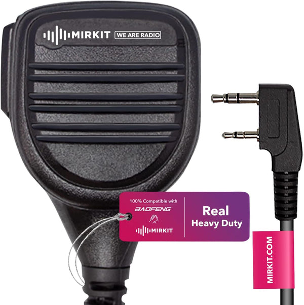 MIRKIT Heavy Duty Speaker Mic for Baofeng UV-5R, BF-F8HP, UV-82, UV-82HP - Push to Talk Microphone