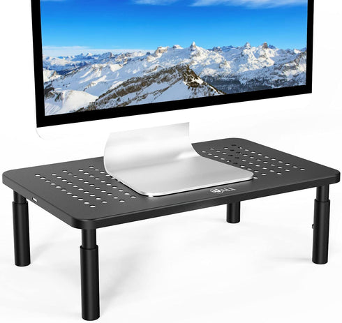 WALI Computer Monitor Stand for Desk, Adjustable Laptop Riser with Underneath Storage for Office, Home, School