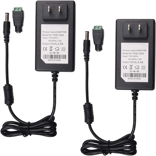 Quentacy 12V 3A Power Supply Adapter AC/DC Converter 110V 240V to 12V Transformer