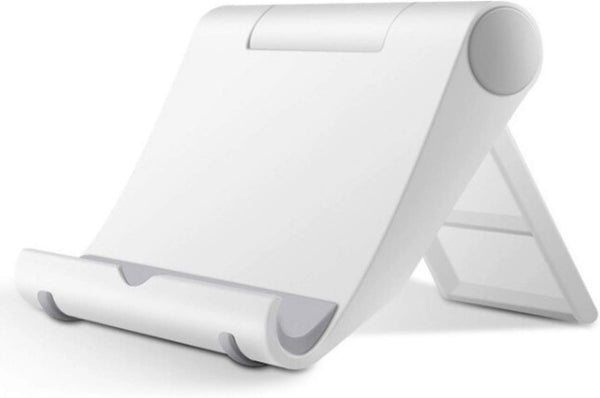 Cell Phone Multi-Angle Stand Holder - White Cradle Organizer Charger Station for Tablet, Desktop, Bed, Office, School,