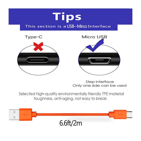 Replacement Fast Charging Cable for Ring Video Doorbell (2020 Release) 2/3/3 Plus/4, Pro/Plus, 3.3ft Orange