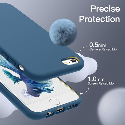 JETech Silicone Case for iPhone 6s/6, Silky-Soft Touch Full-Body Protective Shockproof Cover, Blue Cobalt