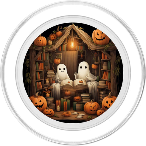 Cute Ghosts Reading Books Halloween Librarian Book Lover PopSockets PopGrip for MagSafe