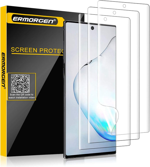 (3 Pack) TPU Screen Protector for Samsung Galaxy Note 10, High Definition Edge to Edge, Case Friendly Anti-Scratch