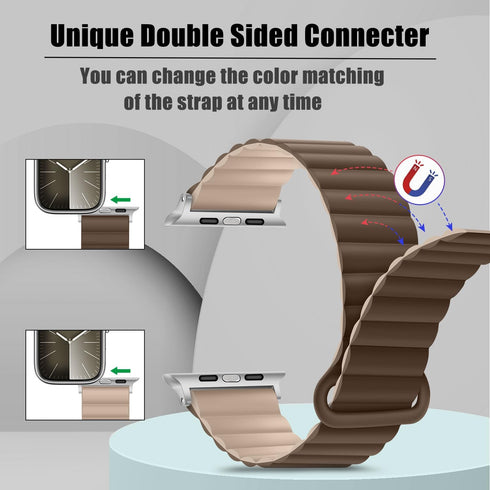 HITZEE Double Sided Silicone Magnetic Band for Apple Watch, Compatible with 49mm, 45mm, 44mm, 42mm, 41mm, 40mm, 38mm