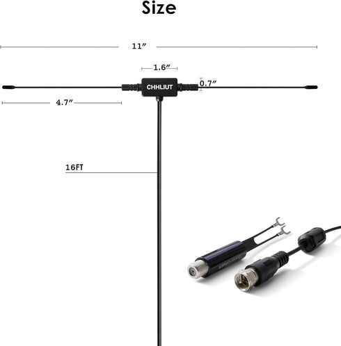 CHHLIUT 75 16ft, Universal FM Radio Dipole Antenna, Ohm, Screw F Male Plug for Home AV Audio Stereo Receiver Indoor