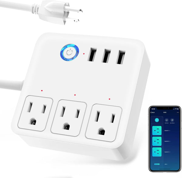 GHome Smart Plug Power Strip, WiFi Surge Protector, Smart Outlets with 3 USB Charging Ports, 10A