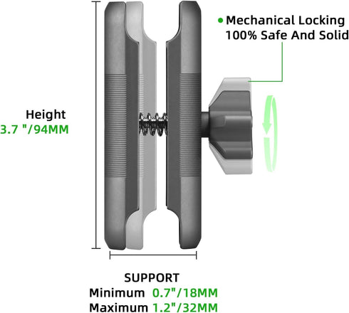 FANAUE Double Socket Arm – Compatible with B Size 1" Ball Components for RAM Mounts (Medium Arm)