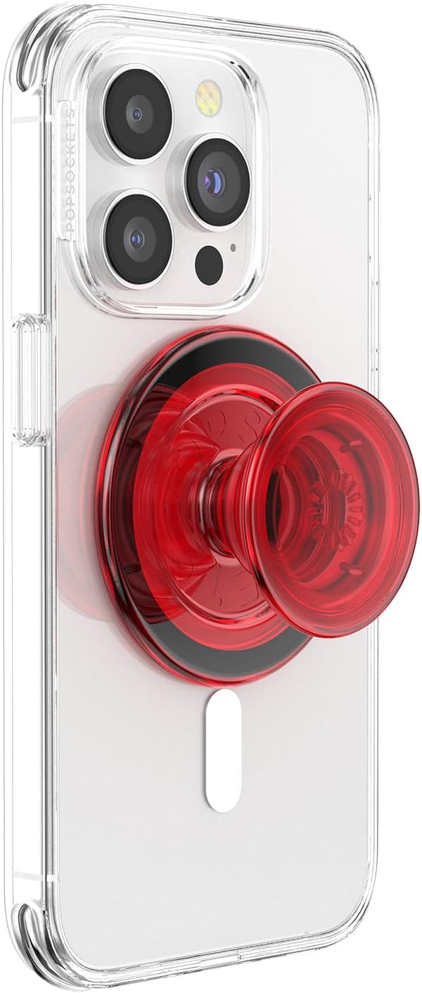 PopSockets Phone Grip, Danger Red Translucent, Compatible with MagSafe, Wireless Charging
