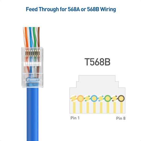 Cable Matters 100-Pack RJ45 Pass Through Connectors (Cat 6 Ends / Cat6 Connector / Ethernet Plugs) for UTP Ethernet