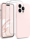 AOTESIER iPhone 14 Pro Case, Chalk Pink, Upgraded Silicone, Stronger Camera Protection, 2 Screen Protectors, 6.1"