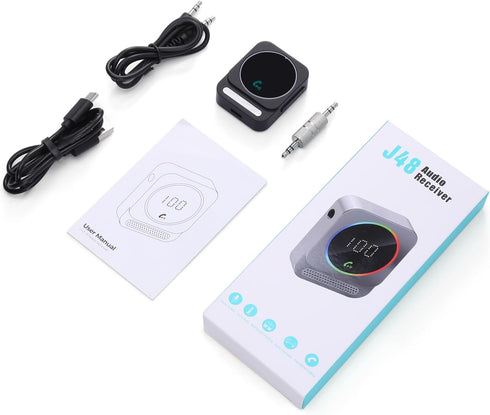 Bluetooth 5.3 AUX Adapter for Car, Wireless Audio Receiver with LED Display, Noise Cancelling Music Receiver, Type-C