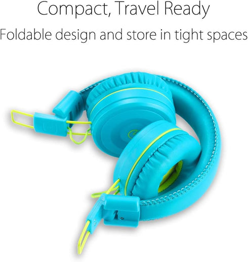 noot products Kids Headphones K22, Foldable Stereo, Tangle-Free 5ft Cord, 3.5mm Jack for iPad/Kindle Fire/Boys/Girls