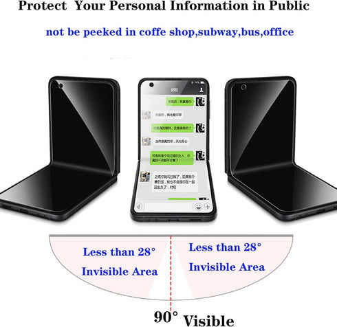 3 Pack Privacy Screen Protector for Samsung Galaxy Z Flip 4 5G 2022, Anti-Peep Outside + Inside Screen Protector + Side