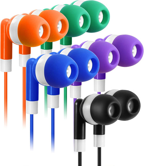 Keewonda 30 Pack Multi Color Earbuds for Kids, In-Ear, Wired, 5 Colors