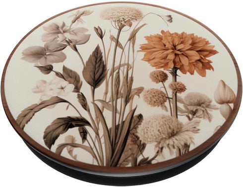 Boho aesthetic minimalist floral art cream light Brown PopSockets Standard PopGrip