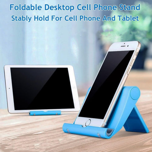 Adjustable Foldable Cell Phone Stand for Desk, Compatible with Most Devices, Lightweight (Blue)