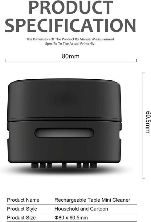 ODISTAR Desktop Vacuum Cleaner, Mini Table Dust Sweeper, 360º Rotatable Design for Home, School, Office