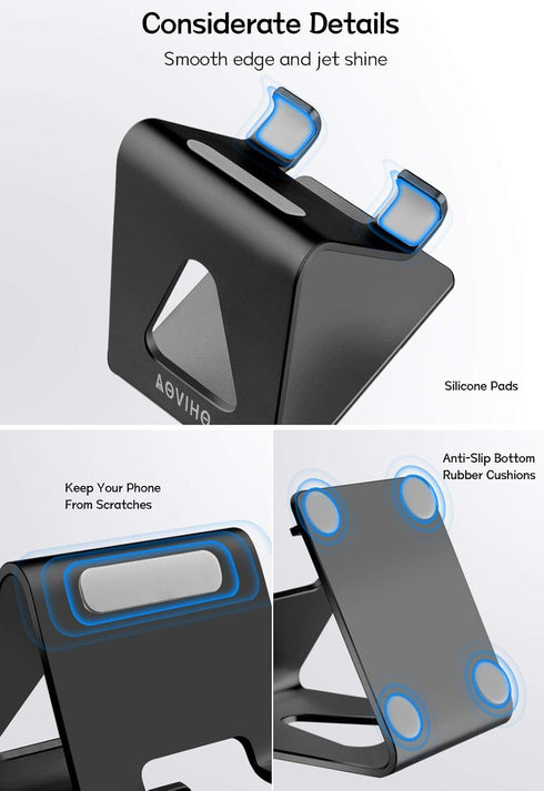 Cell Phone Stand for Desk, Aluminum Mobile Holder for iPhone 15 14 13 12 Pro Mini 11 X Xr Xs Max 8 7 6 6s Plus Samsung