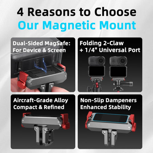 DFTIM 6 1/4" Action Adapter Mount, Aluminum Alloy Quick Release Magnetic for DJI Osmo Nano, Foldable Magnetic Expansion