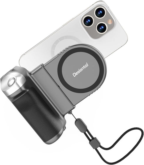 Desiontal Magnetic Phone Camera Grip, 8X Suction DSLR Style Handle with Remote Control(10M