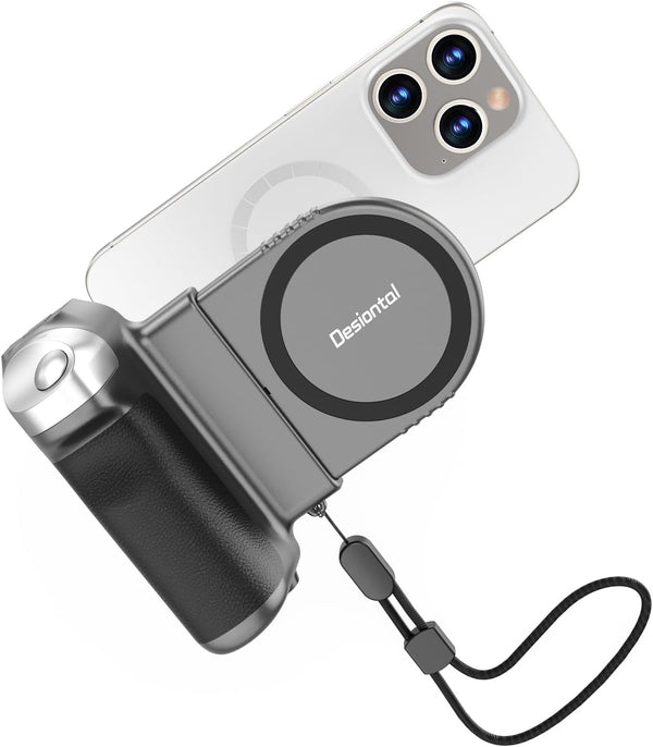 Desiontal Magnetic Phone Camera Grip, 8X Suction DSLR Style Handle with Remote Control(10M
