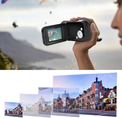 Video Camera Camcorder, 2inch TFT LCD Screen, HD Digital 16X Zoom Vlogging Camera for Kids Gift - Black
