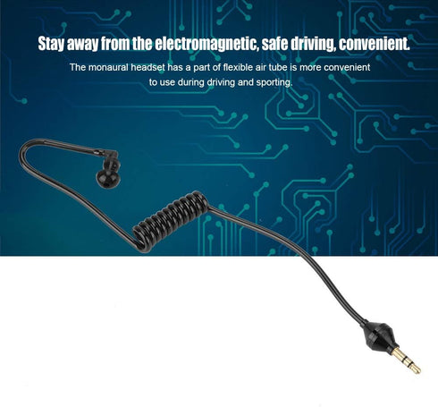 Lightweight Monaural 3.5mm Stereo Headset, Anti-Radiation with Flexible Air Tube for Comfort.
