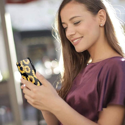 ZIYE Compatible with iPhone 11 Case Sunflower with Camera Lens Protective Cover for Women, Hard PC Back Anti Slip Grip