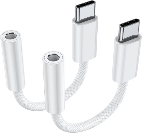 JXMOX USB Type C to 3.5mm Female Headphone Jack Adapter (2-Pack), USB C