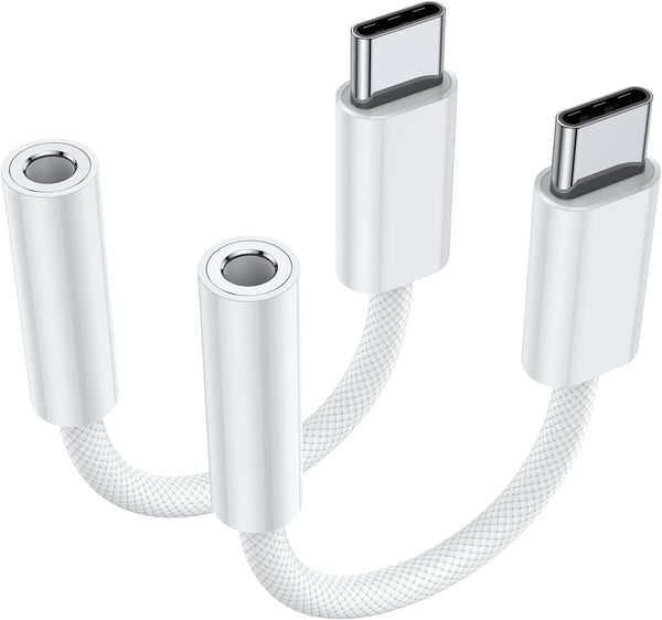 JXMOX USB Type C to 3.5mm Female Headphone Jack Adapter (2-Pack), USB C