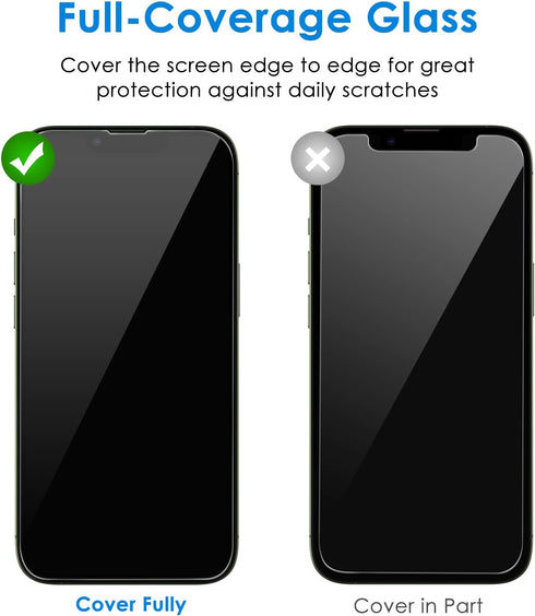 JETech 2-Pack Tempered Glass Screen Protector for iPhone 13/13 Pro 6.1", Full Coverage, HD Clear, Auto Alignment Tool.