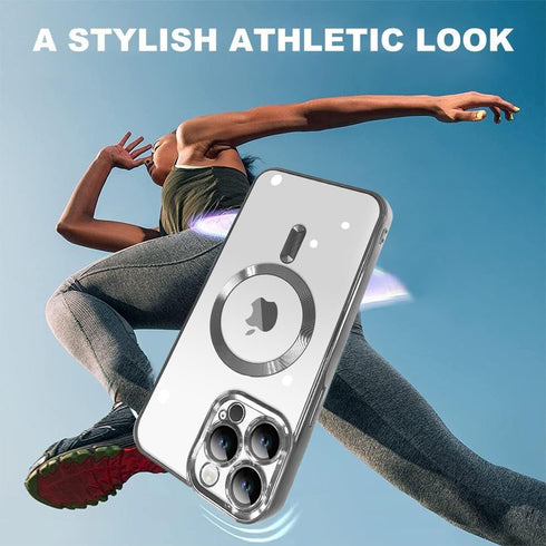 ZIYE iPhone 15 Pro Max Case - Luxury Clear Plating, Soft TPU Bumper, Full Camera Protection, MagSafe Compatible (6.7")