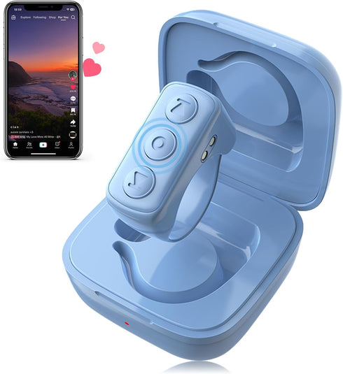Remote Control for TikTok, Bluetooth Scrolling Ring, Wireless Camera Remote Shutter for iPhone, iPad, Android - Blue