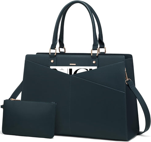 LOVEVOOK Laptop Tote Bag for Women, Leather Business Office Work Bag Computer Briefcase