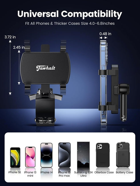 Car Phone Holder for Dashboard, 360 Degree Rotation Clip Design Compatible with All Smart Phones